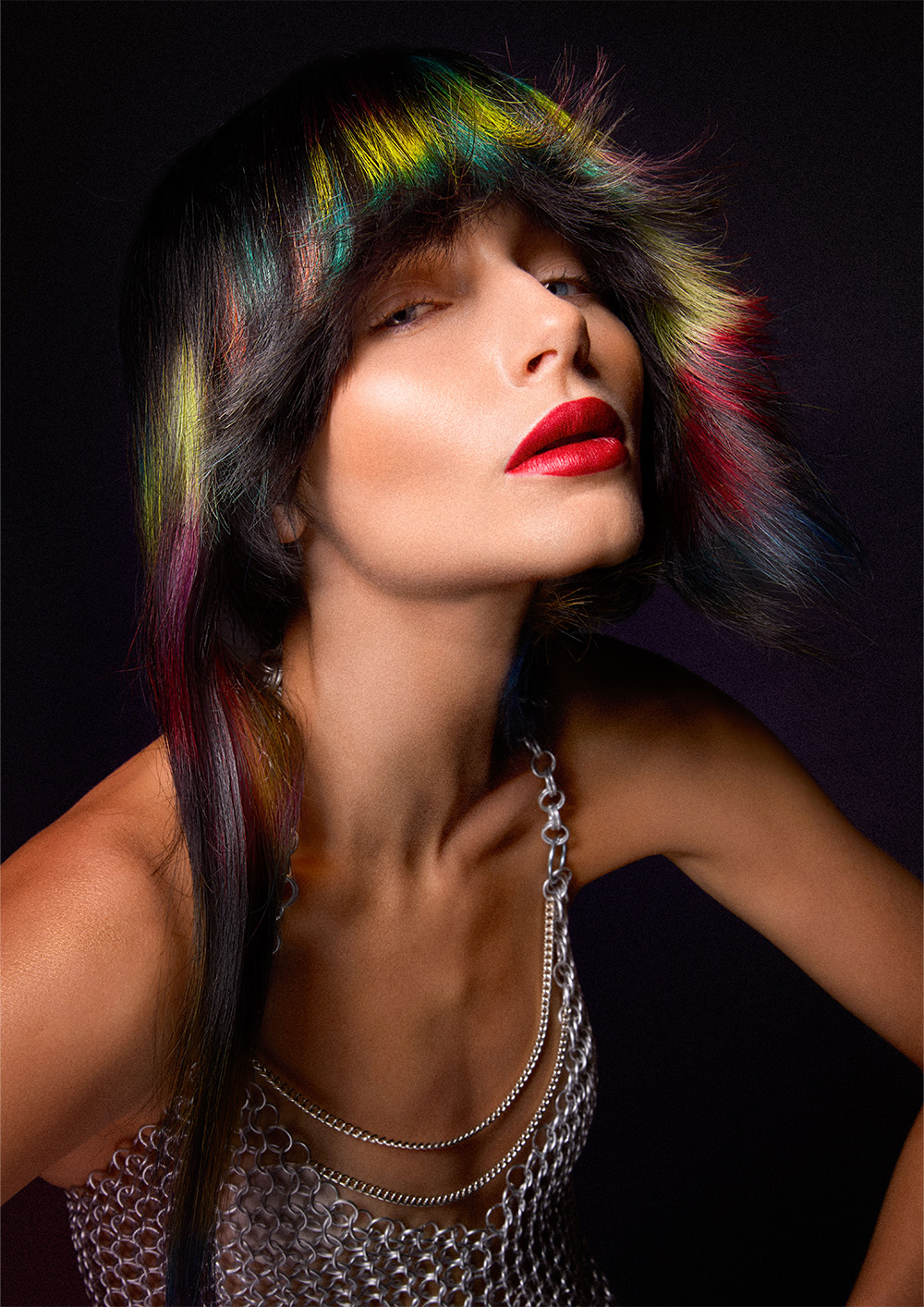 Multicoloured Asymmetric Layered Hair – Dani Blakeley – Studio 54 Collection